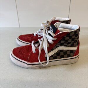Size 13 Kids - VANS Sk8- High BMX Checkerboard Red Suede Shoes